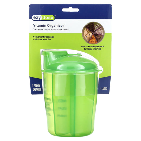 Ezy Dose, Vitamin Organizer with Labels, Green, 1 Count