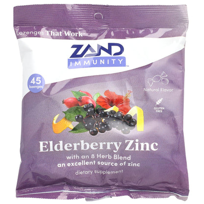 Zand, Immunity, Elderberry Zinc, Natural, 45 Lozenges
