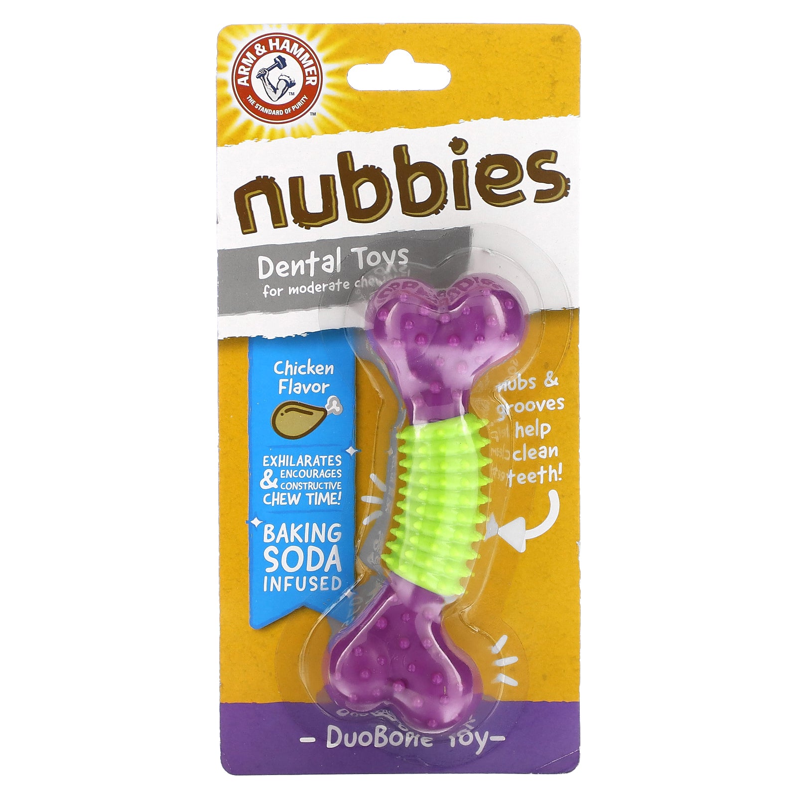 Arm & Hammer, Nubbies, Dental Toys for Moderate Chewers, DuoBone, Chicken, 1 Toy