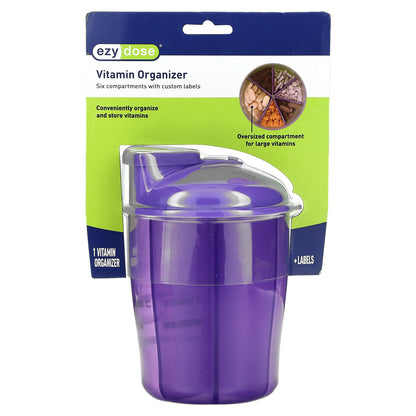 Ezy Dose, Vitamin Organizer with Labels, Purple, 1 Count