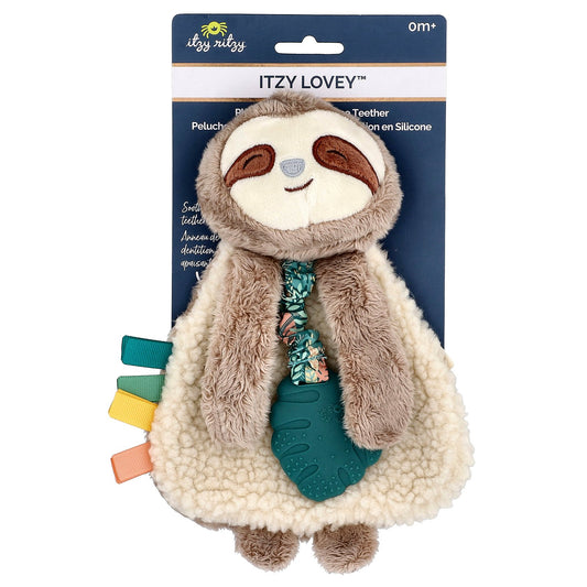 itzy ritzy, Itzy Lovey™, Plush Lovey with Silicone Teether, 0 Months+, Sloth, 1 Teether