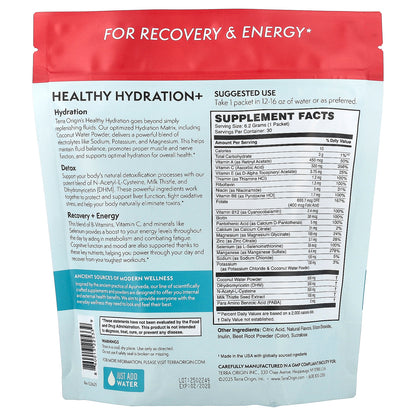 Terra Origin, Healthy Hydration+, Cranberry Limeade, 30 On-The-Go Packets, 0.22 oz (6.2 g) Each