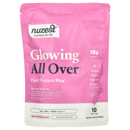 Nuzest, Glowing All Over™, Plant Protein Plus+, Natural Strawberry, 8.8 oz (250 g)