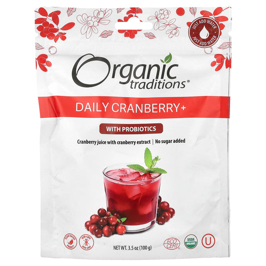Organic Traditions, Daily Cranberry+ With Probiotics, 3.5 oz (100 g)