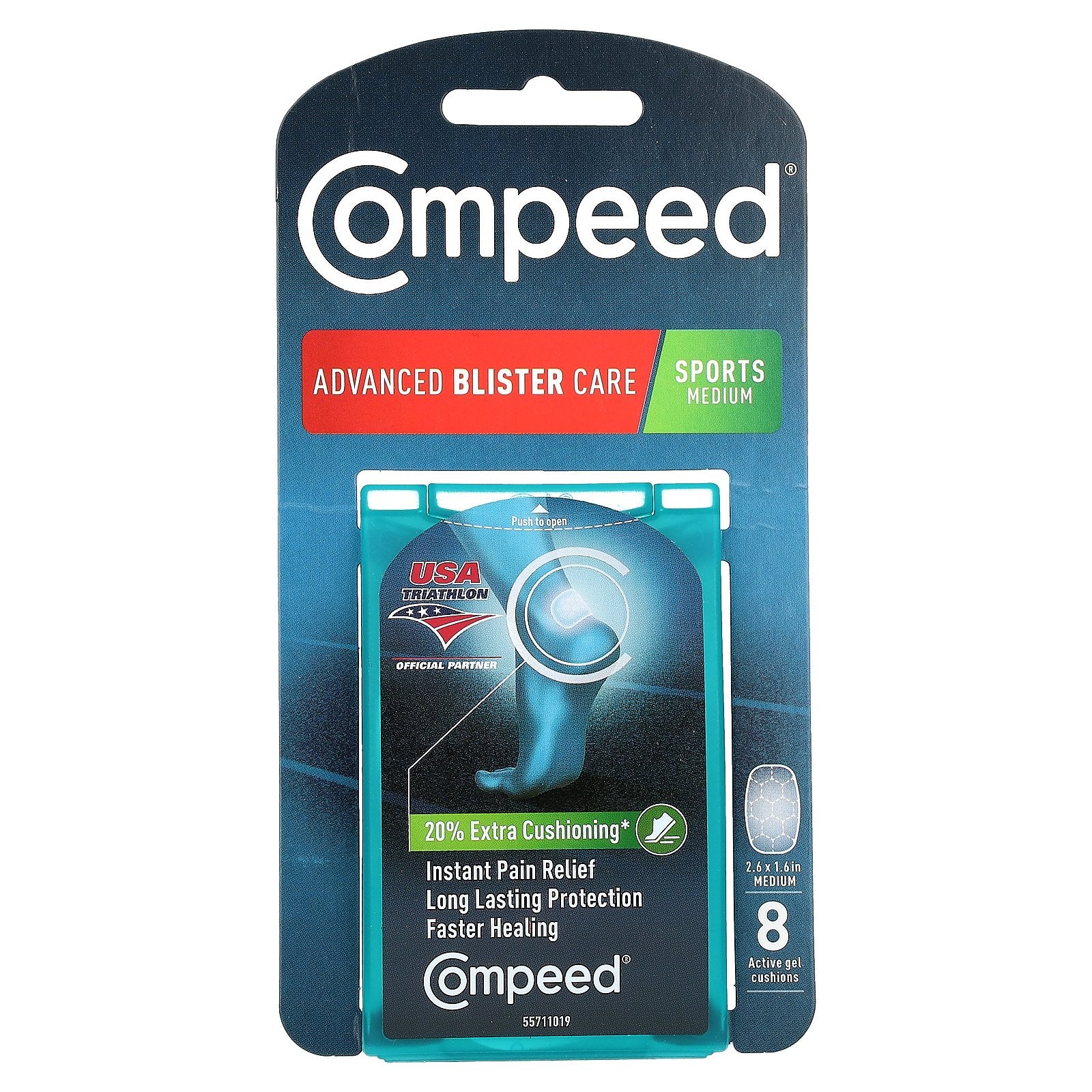 Compeed, Advanced Blister Care, Sports Medium , 8 Active Gel Cushions