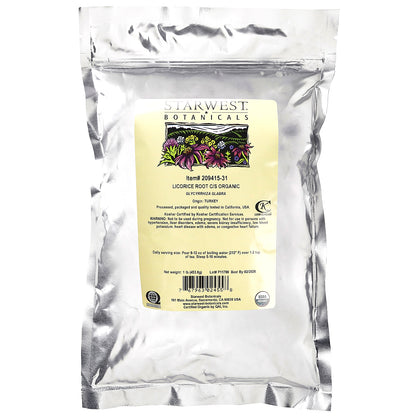 Starwest Botanicals, Organic Licorice Root, Cut & Sifted, 1 lb (453.6 g)
