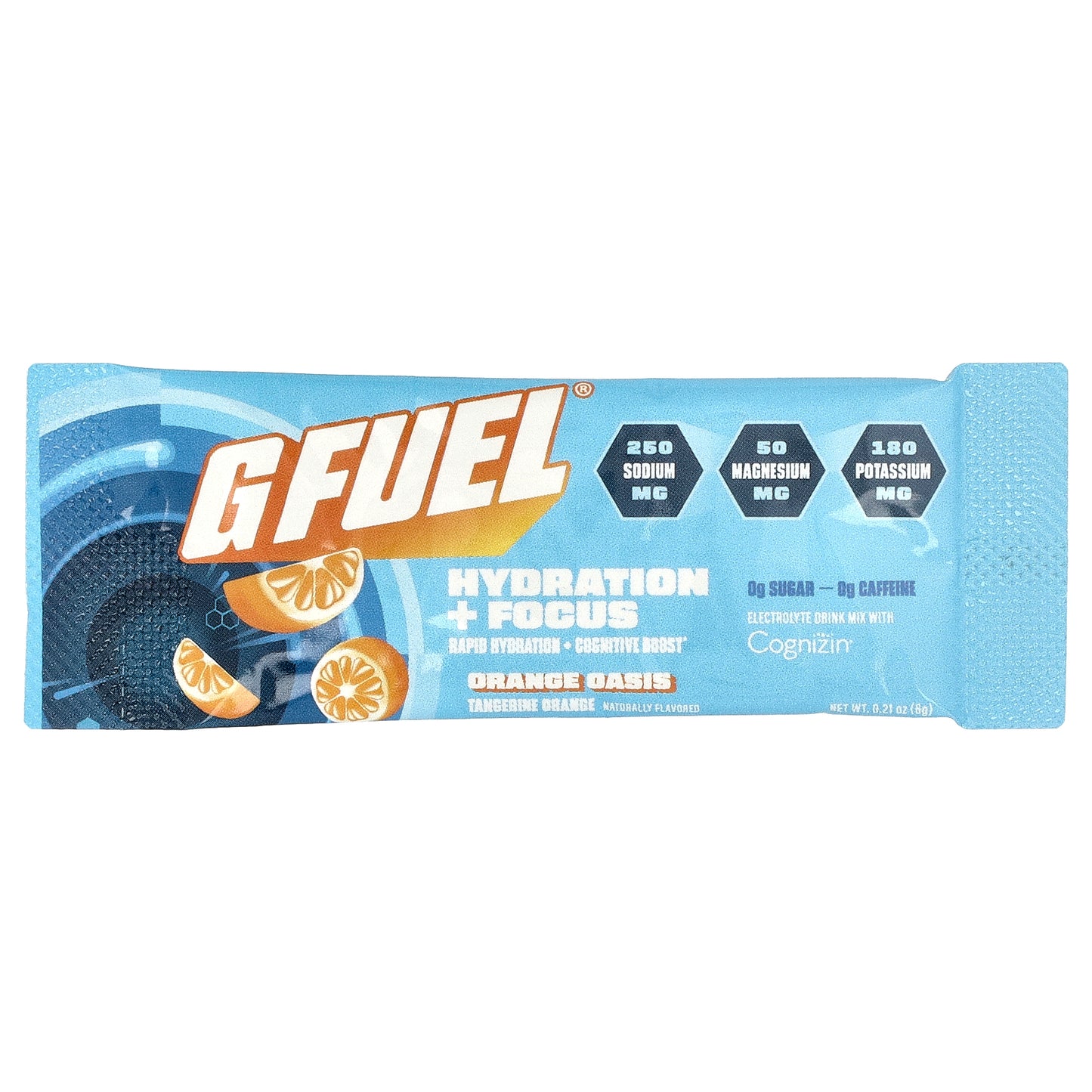 G FUEL, Hydration + Focus, Electrolyte Drink Mix with Cognizin®, Orange Oasis, 20 Stick Packs, 0.21 oz (6 g) Each