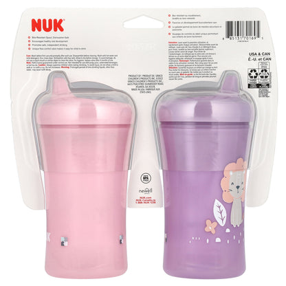 NUK, Hard Spout Cup, 9+ Months, Pink and Purple, 2 Cups, 10 oz (100 ml) Each