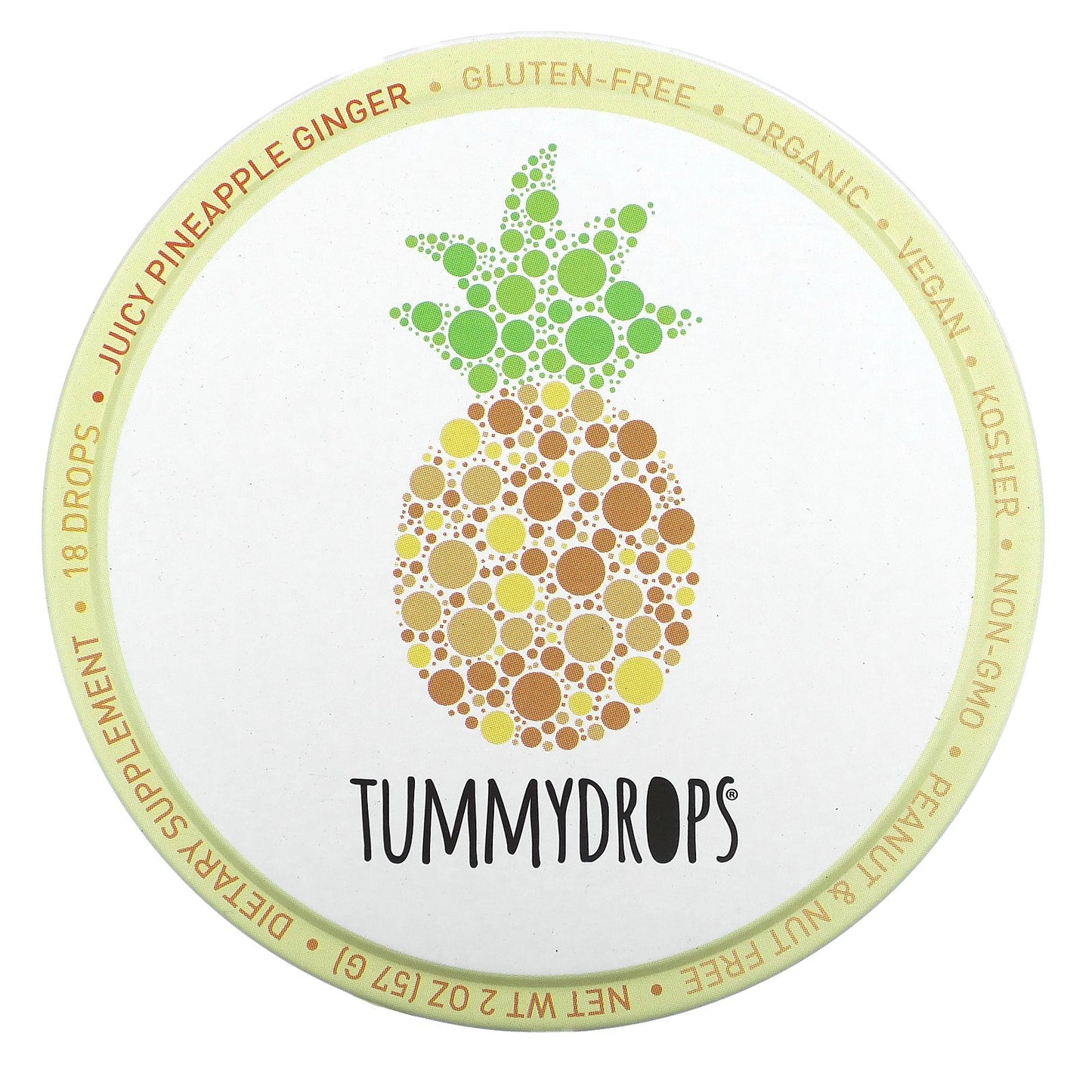 Tummydrops, Juicy Pineapple Ginger Drops, 18 Drops