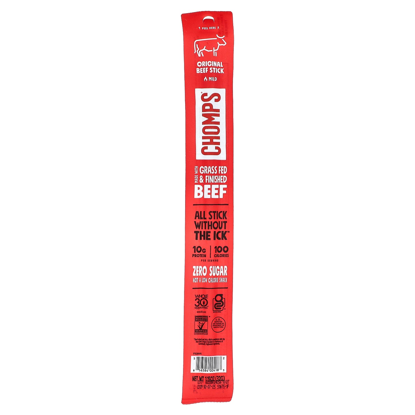 Chomps, Original Beef Sticks, Mild, 8 Sticks, 1.15 oz (32 g) Each