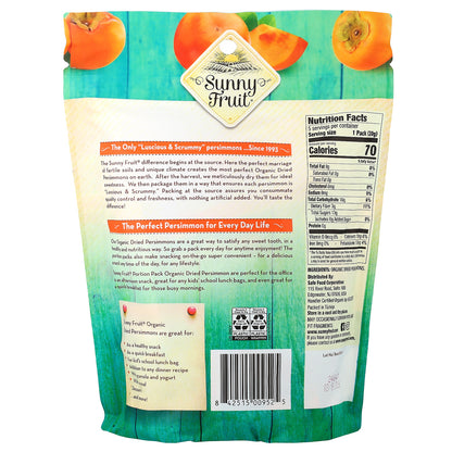 Sunny Fruit, Organic Dried Persimmons, 5 Portion Packs, 0.7 oz (20 g) Each