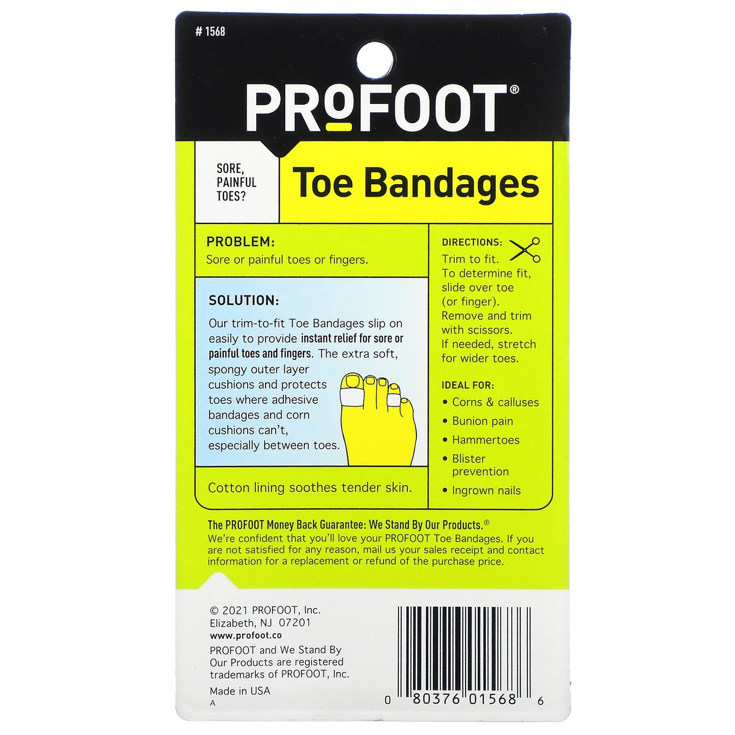 Profoot, Toe Bandages, One Size, 3 Bandages