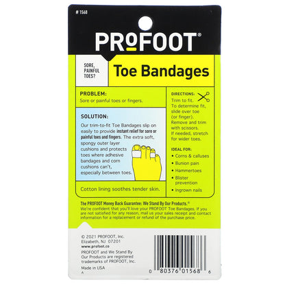 Profoot, Toe Bandages, One Size, 3 Bandages