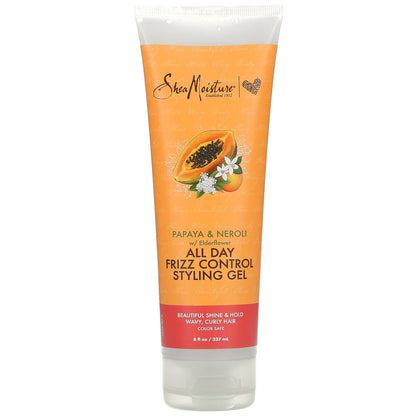 SheaMoisture, All Day Frizz Control Styling Gel, Papaya & Neroli with Elderflower, 8 fl oz (237 ml)