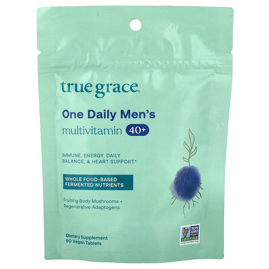 True Grace, One Daily Men's Multivitamin 40+ , 90 Vegan Tablets