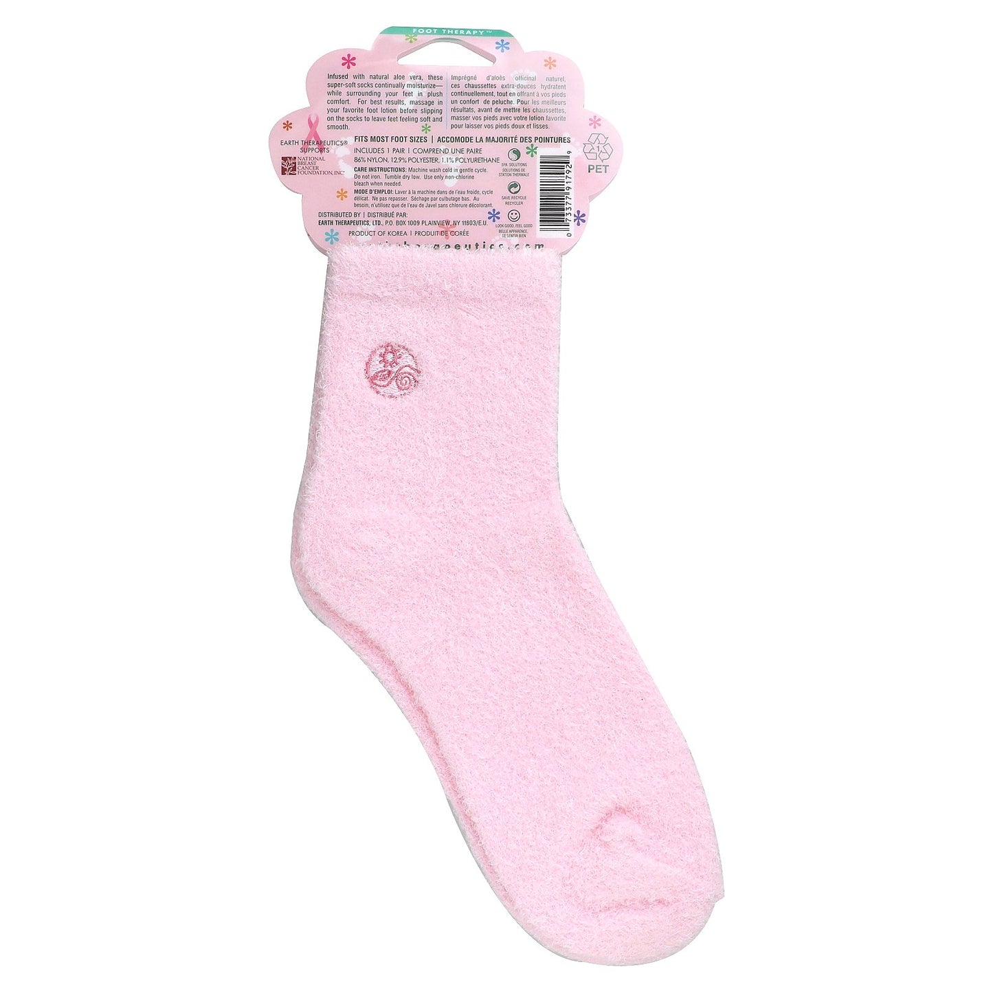 Earth Therapeutics, Aloe Moisture, Aloe Socks, Pink, 1 Pair