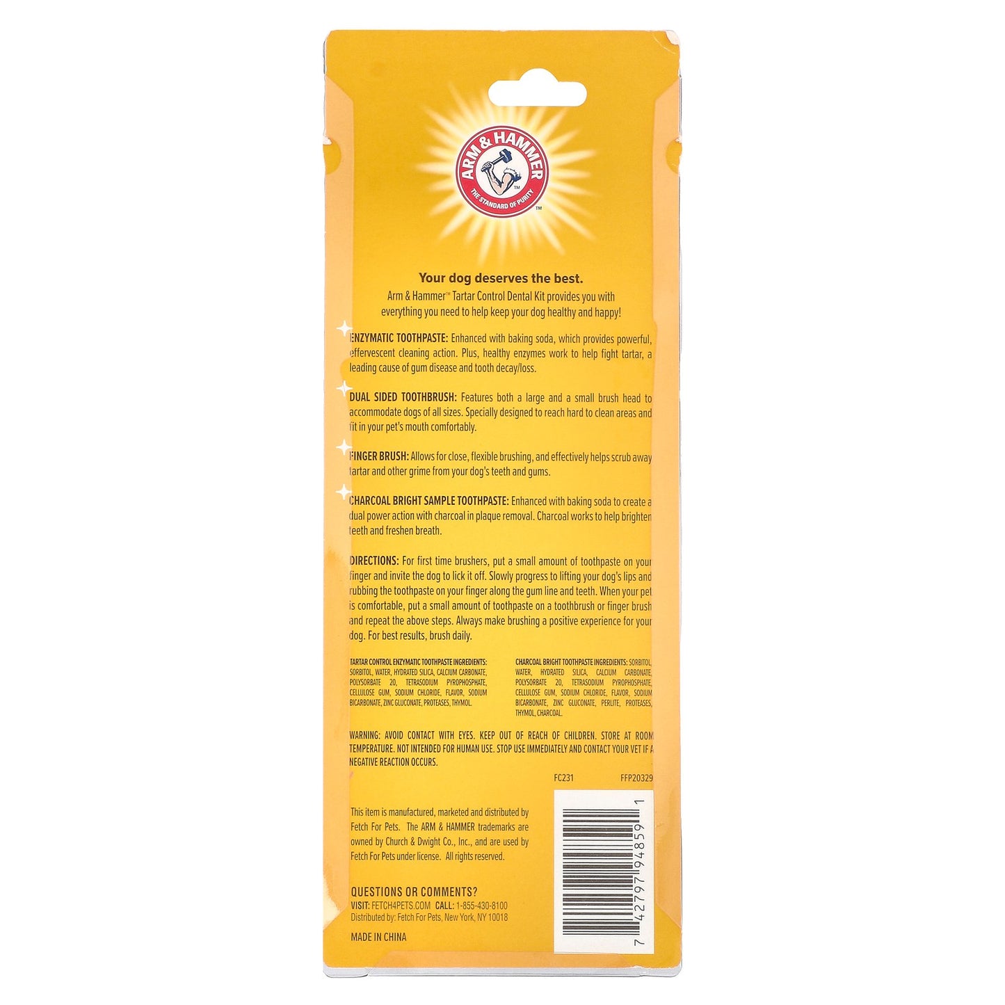 Arm & Hammer, Tartar Control, Dental Kit For Dogs, Beef, 4 Piece Kit