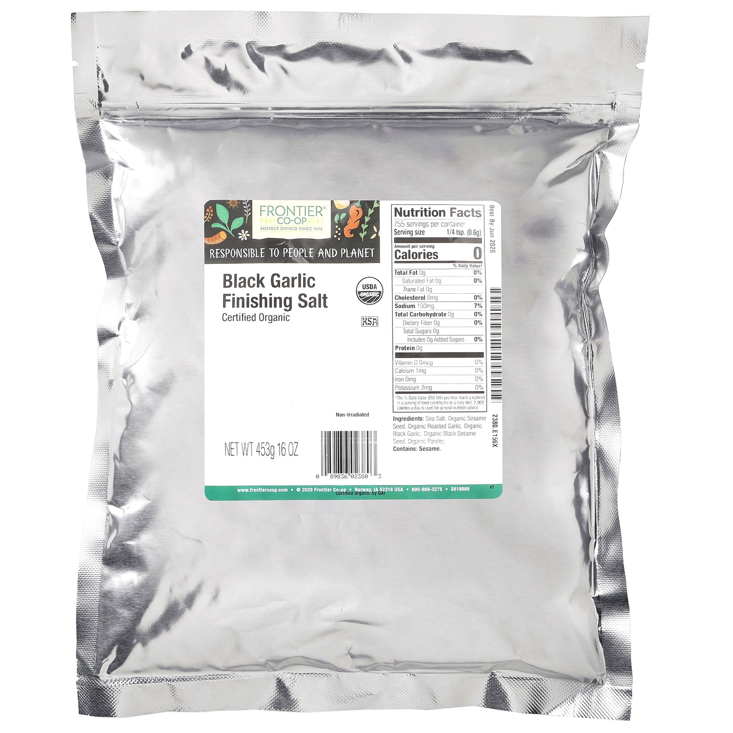 Frontier Co-op, Organic Black Garlic Finishing Salt, 16 oz (453 g)