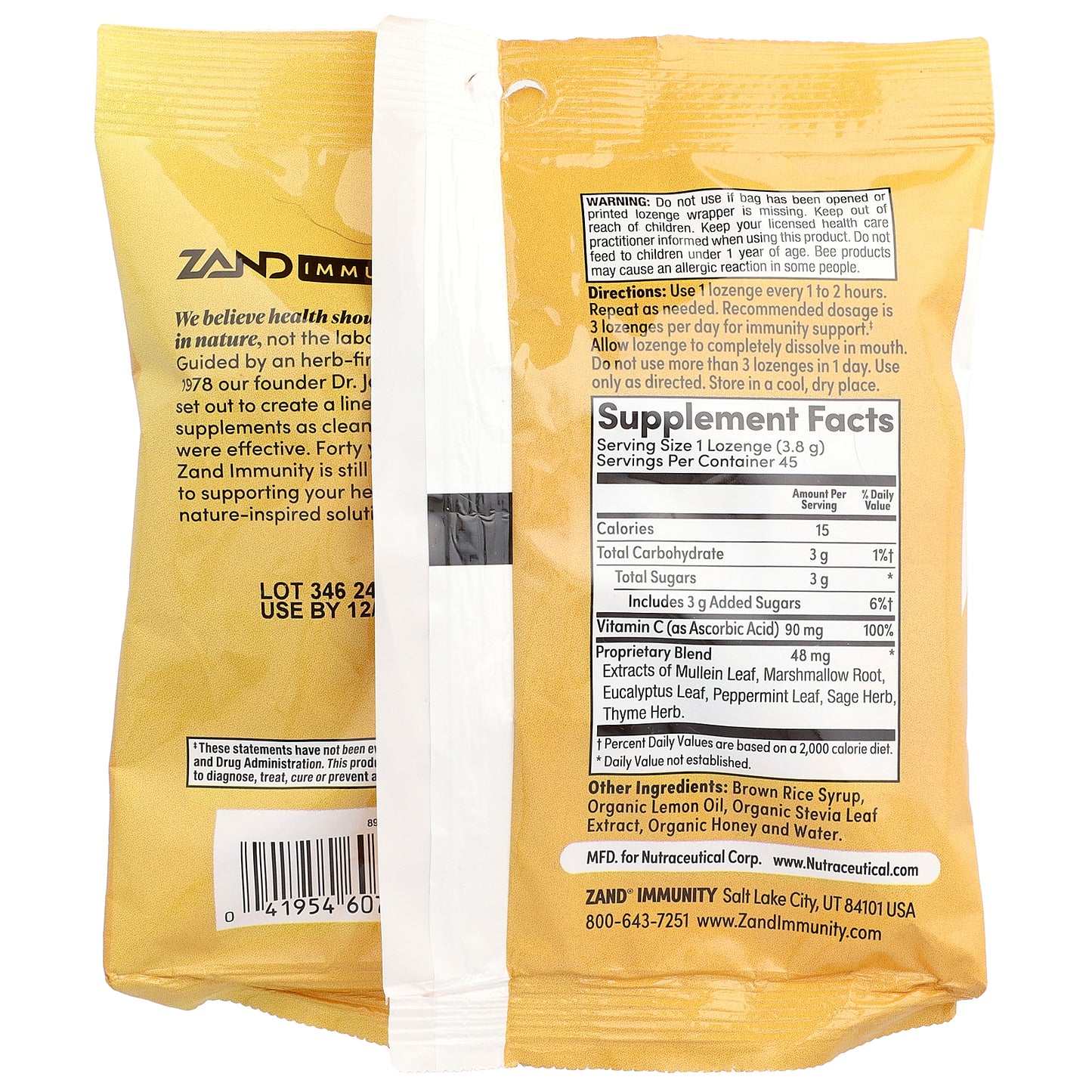Zand, Immunity™, Lemon Honey Lozenges, 45 Lozenges