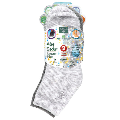 Earth Therapeutics, Aloe Moisture, Aloe Socks, Grey and White, 2 Pairs