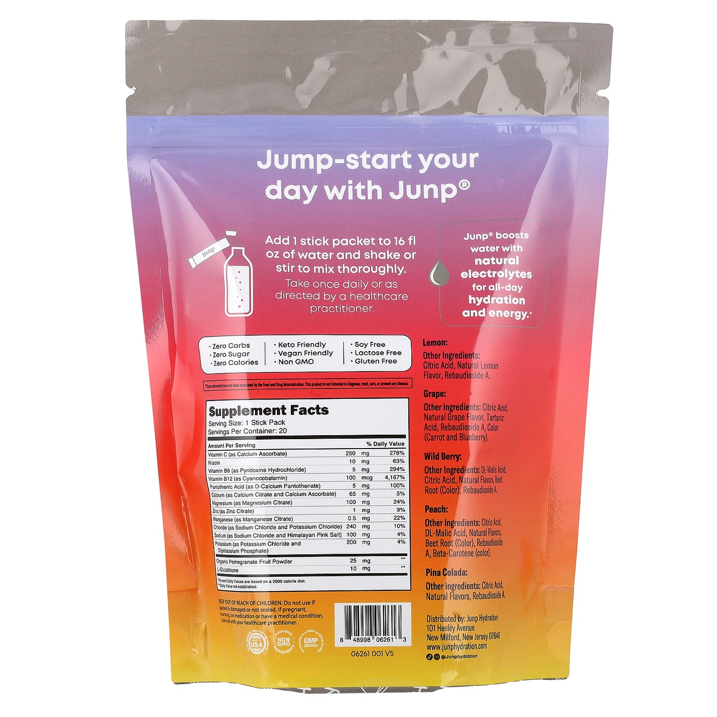JUNP Hydration, Electrolyte Powder Mix, Variety Pack , 20 Stick Packs, 2.68 oz (75.6 g)