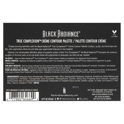 Black Radiance, True Complexion, Creme Contour Palette, 8323 Medium to Dark, 0.26 oz (7.5 g)