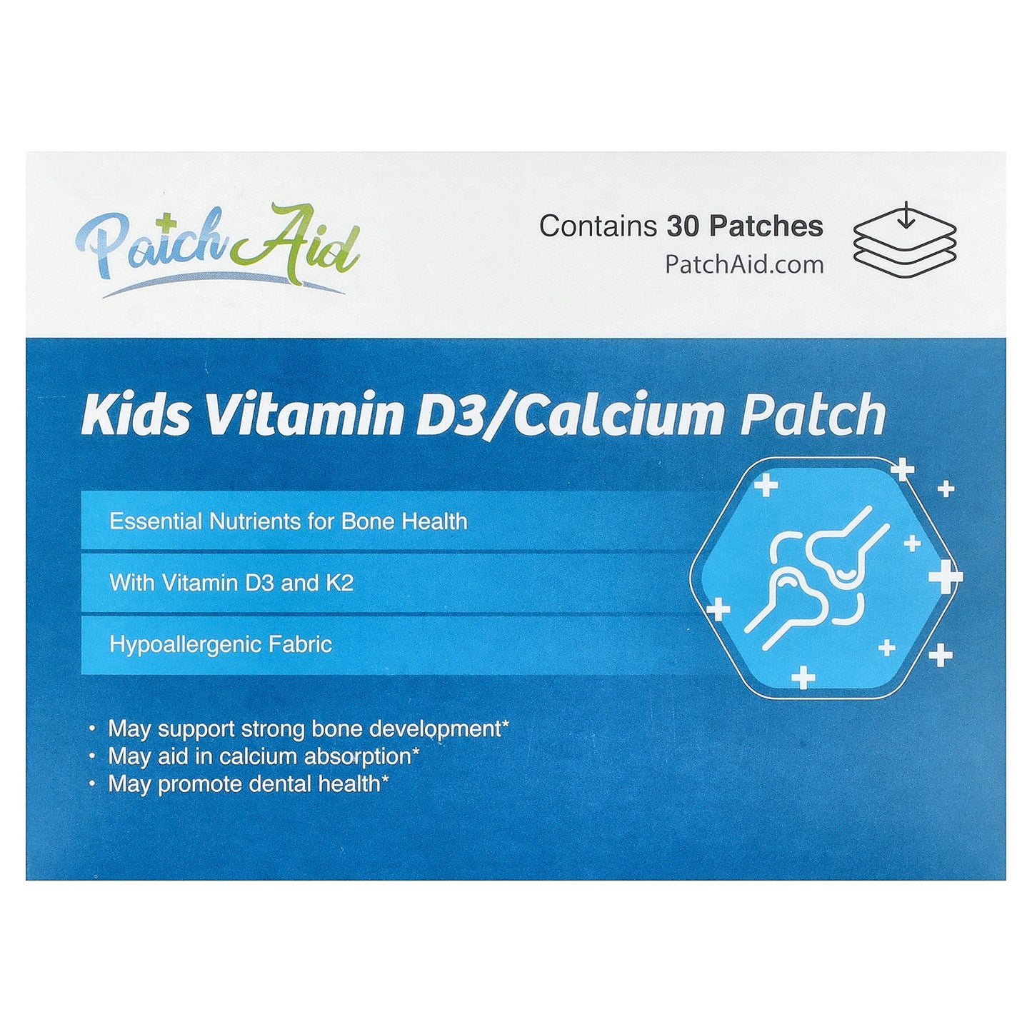 PatchAid, Kids Vitamin D3 / Calcium Patch, 30 Patches