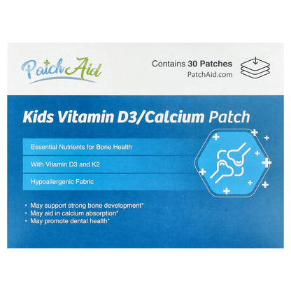 PatchAid, Kids Vitamin D3 / Calcium Patch, 30 Patches