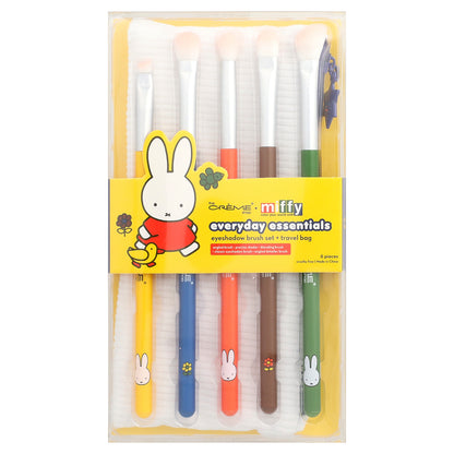 The Creme Shop, Miffy, Everyday Essentials, Eyeshadow Brush Set + Travel Bag, 6 Pieces