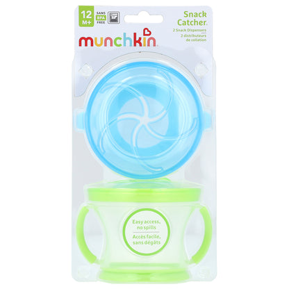 Munchkin, Snack Catcher™, Snack Dispensers, 12 Months+, Light Green & Light Blue, 2 Count