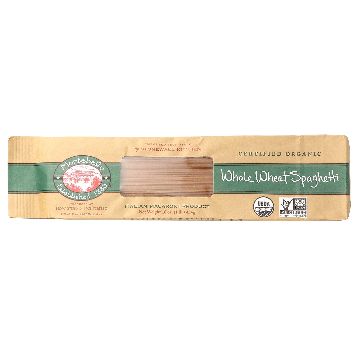 Montebello, Organic Whole Wheat Spaghetti, 16 oz (454 g)