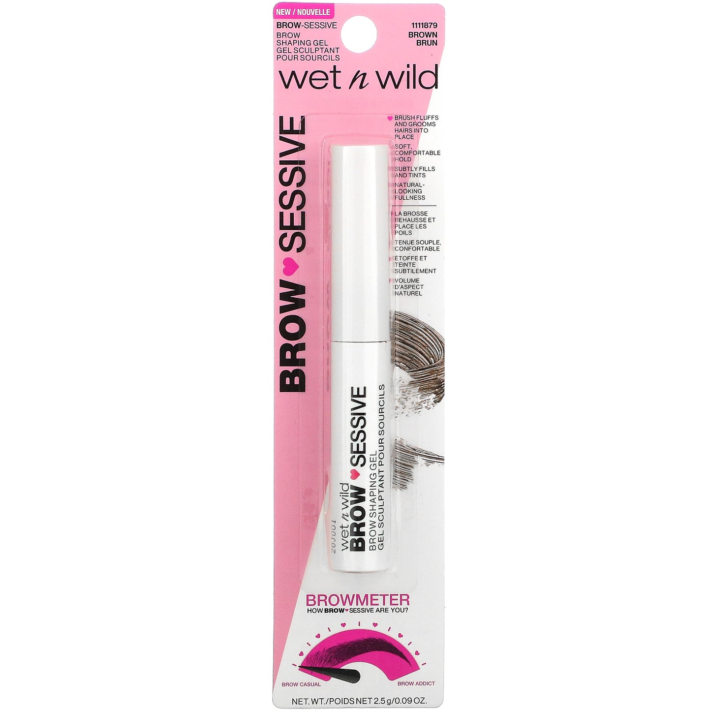 wet n wild, Brow Sessive Shaping Gel, 1111879 Brown, 0.09 oz (2.5 g)