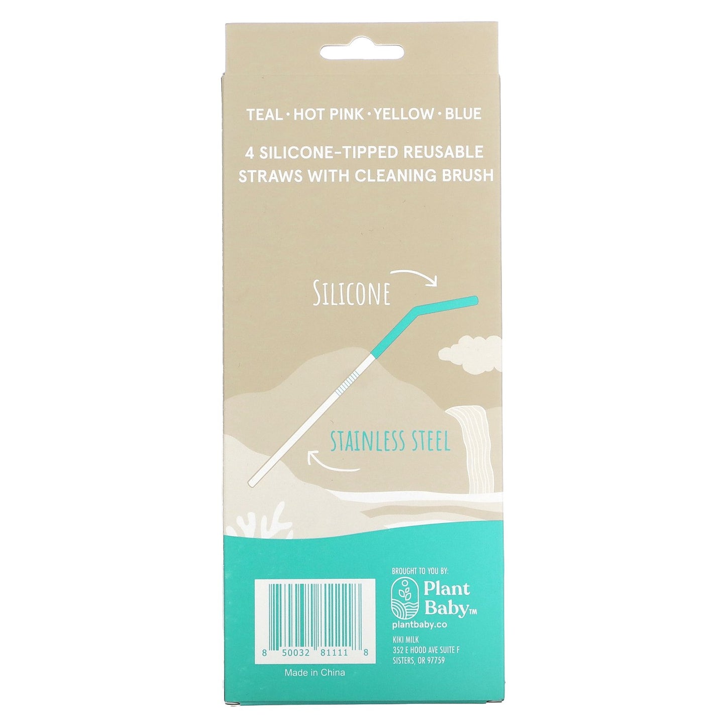 Kiki Milk, Silicone-Tipped Reusable Straws, 4 Straws