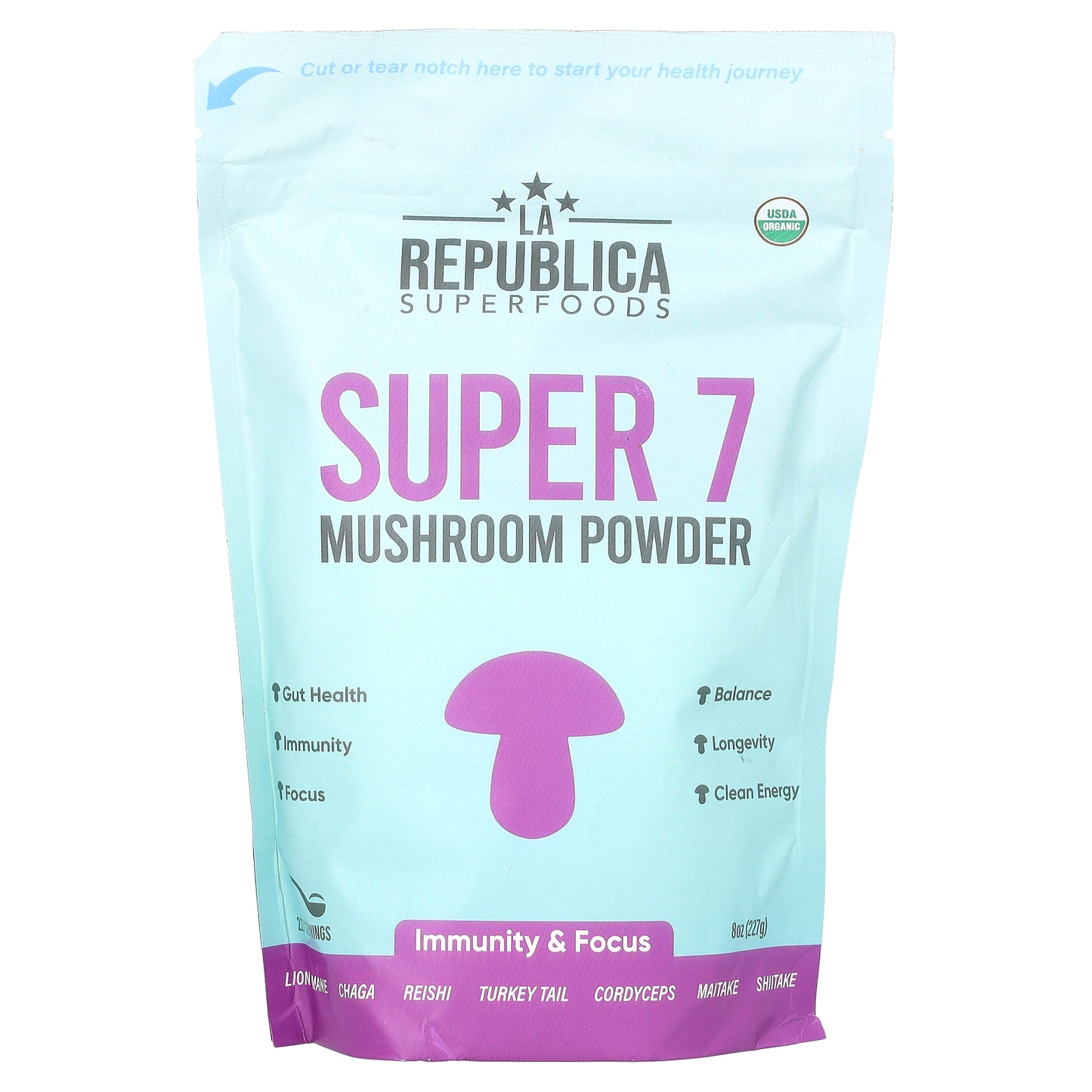 La Republica, Super 7 Mushroom Powder, 8 oz (227 g)