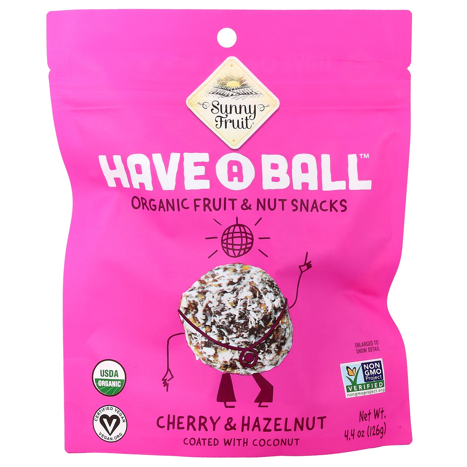 Sunny Fruit, Have A Ball™, Organic Fruit & Nut Snacks, Cherry & Hazelnut, 4.4 oz (126 g)