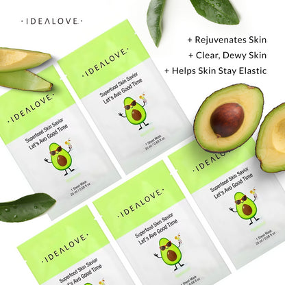 Idealove, Superfood Skin Savior, Let's Avo Good Time, 5 Beauty Sheet Masks, 0.68 fl oz (20 ml) Each