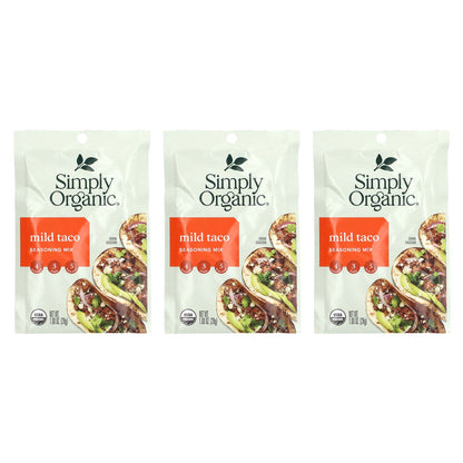 Simply Organic, Mild Taco Seasoning Mix, 3 Packets, 1 oz (28 g) Each