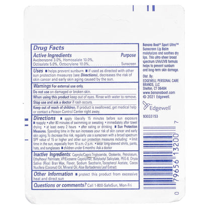 Banana Boat, Sport™ Ultra, Sunscreen Lip Balm, SPF 50+, 2 Pack, 0.15 oz (4.25 g) Each