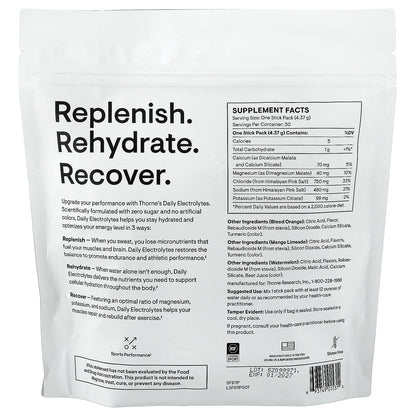 Thorne, Daily Electrolytes, Variety Pack, 30 Stick Packs, 0.15 oz (4.37 g) Each