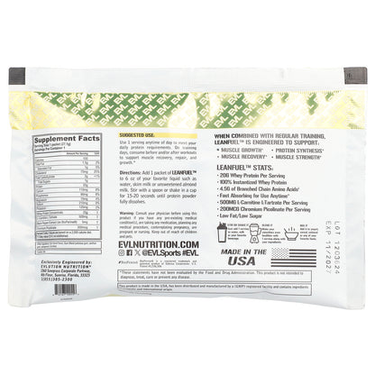 EVLution Nutrition, LeanFuel™, Vanilla Ice Cream, 3 Packets, 0.96 oz (27.1 g) Each