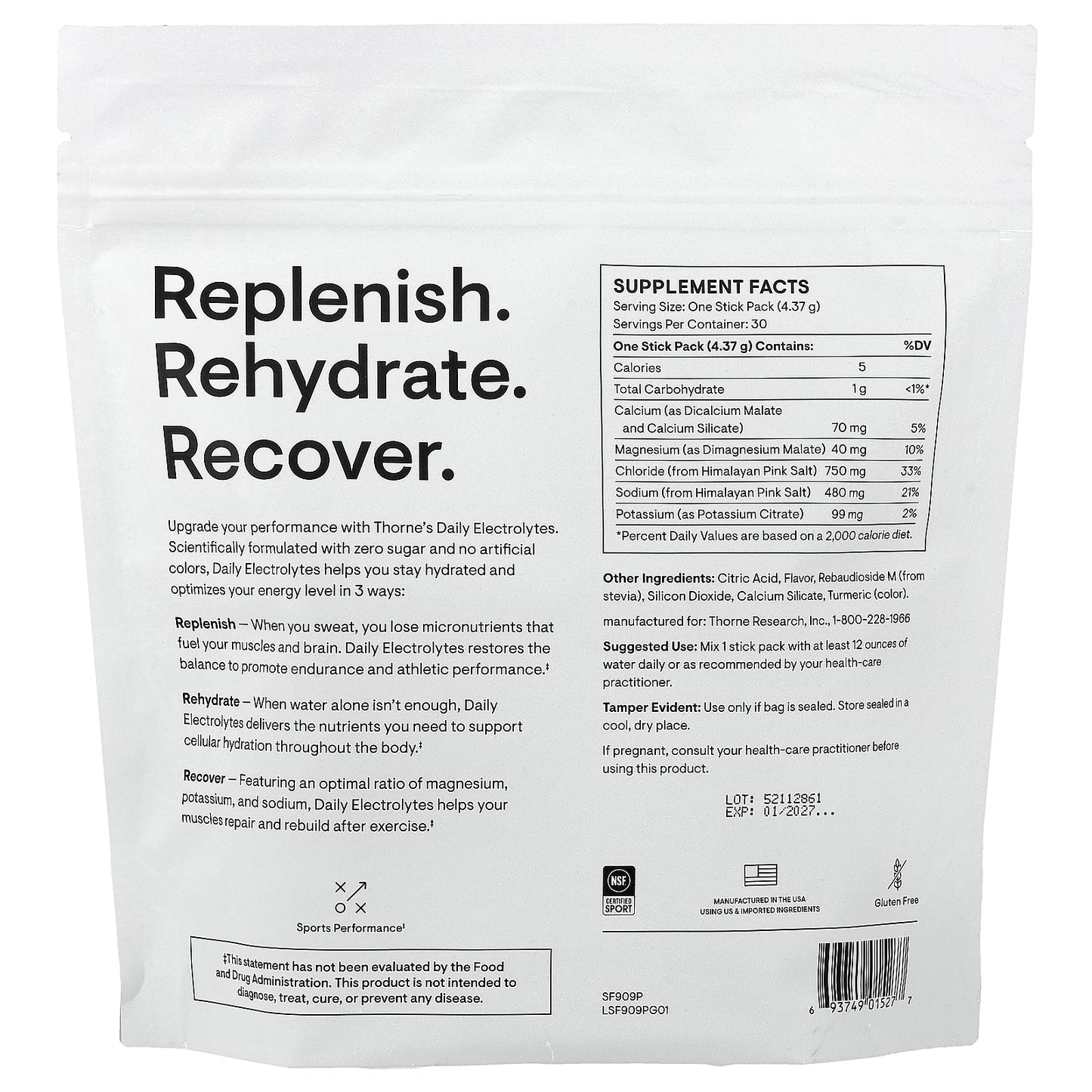 Thorne, Daily Electrolytes, Blood Orange, 30 Stick Packs, 0.15 oz (4.37 g) Each