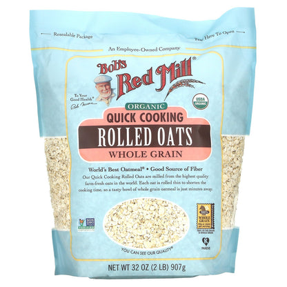 Bob's Red Mill, Organic, Quick Cooking Rolled Oats, Whole Grain, 32 oz (907 g)