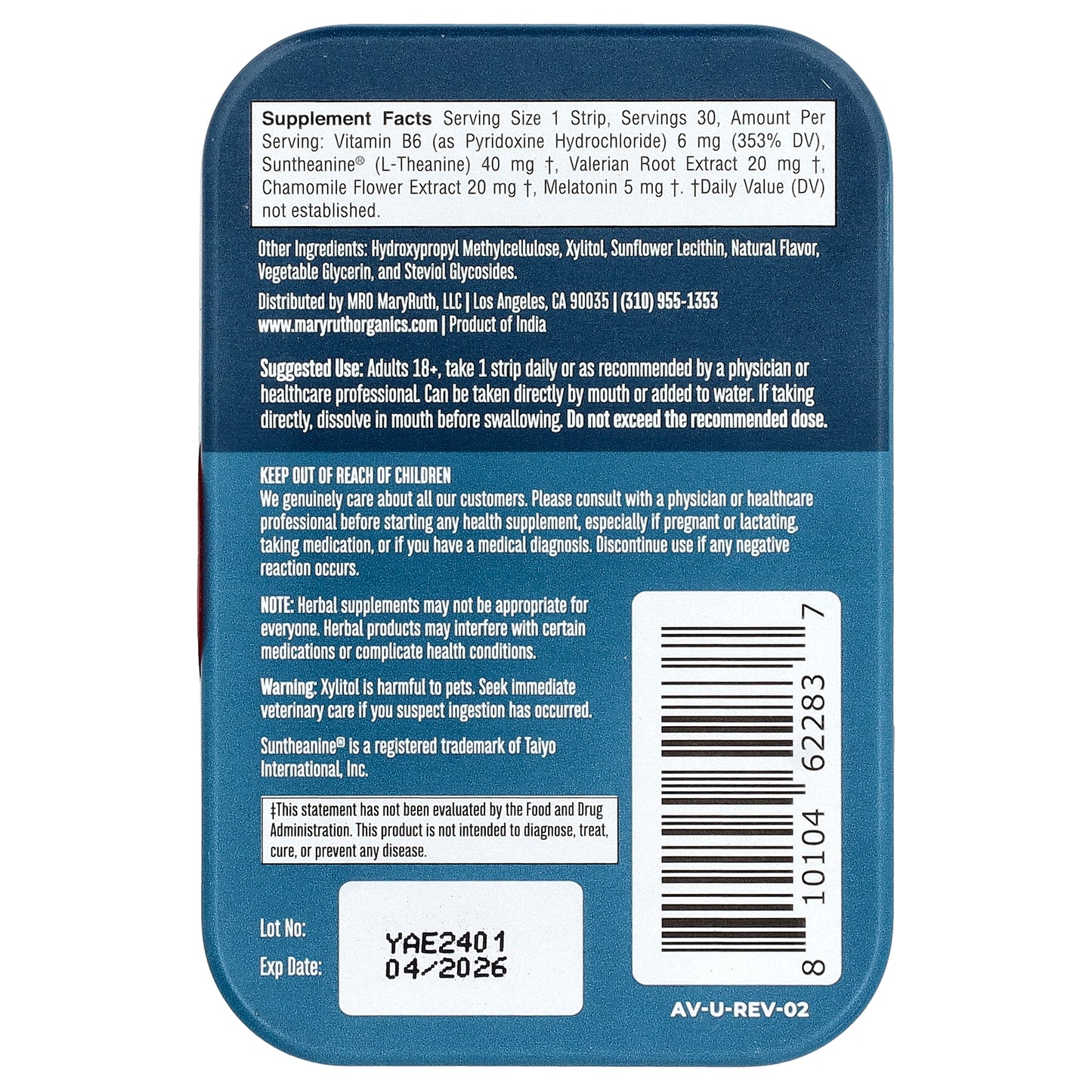 MaryRuth's, Sleep Dissolving Strips, Cranberry, 30 Strips