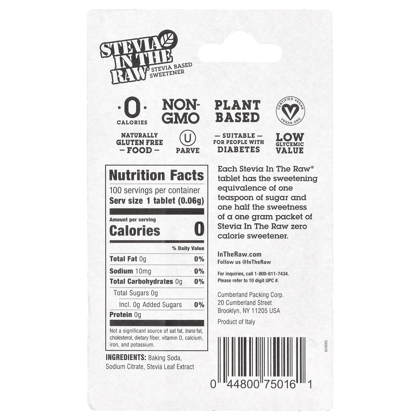 In the Raw, Stevia In The Raw®, Stevia Based Sweetener, 100 Tablets, 0.21 oz (6 g)