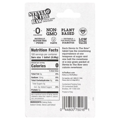In the Raw, Stevia In The Raw®, Stevia Based Sweetener, 100 Tablets, 0.21 oz (6 g)