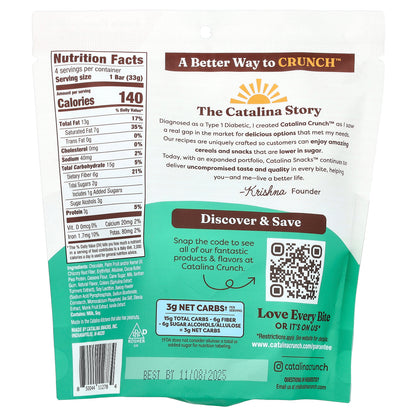 Catalina Crunch, Chocolate Cookie Bar, Mint, 4 Bars, 1.16 oz (33 g) Each