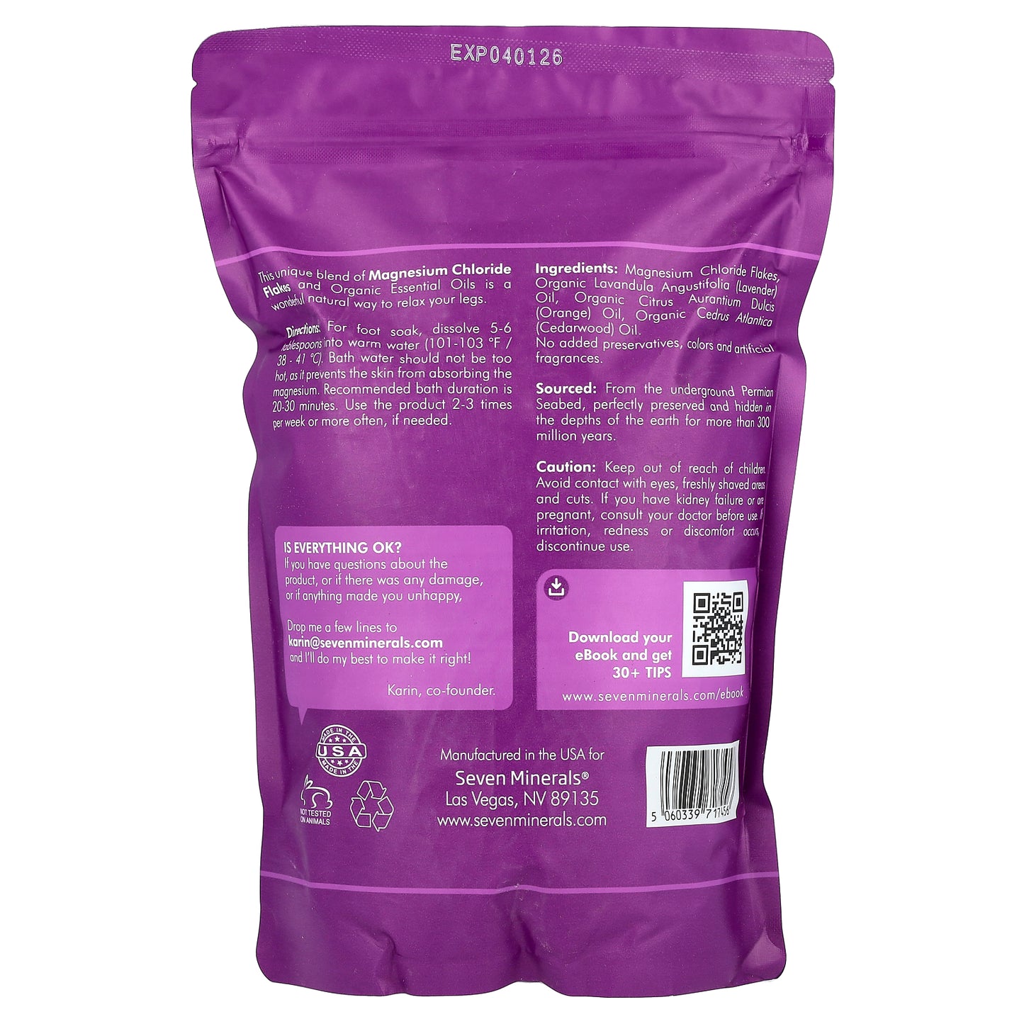 Seven Minerals, Relaxing Legs, Magnesium Foot Soak, Orange, Cedarwood & Lavender, 3 lb (1.36 kg)