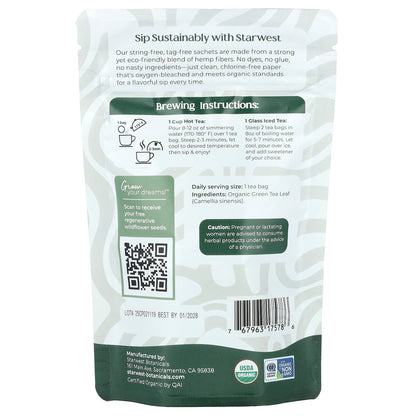 Starwest Botanicals, Organic Green Tea, 20 Tea Bags, 1.4 oz (40 g)