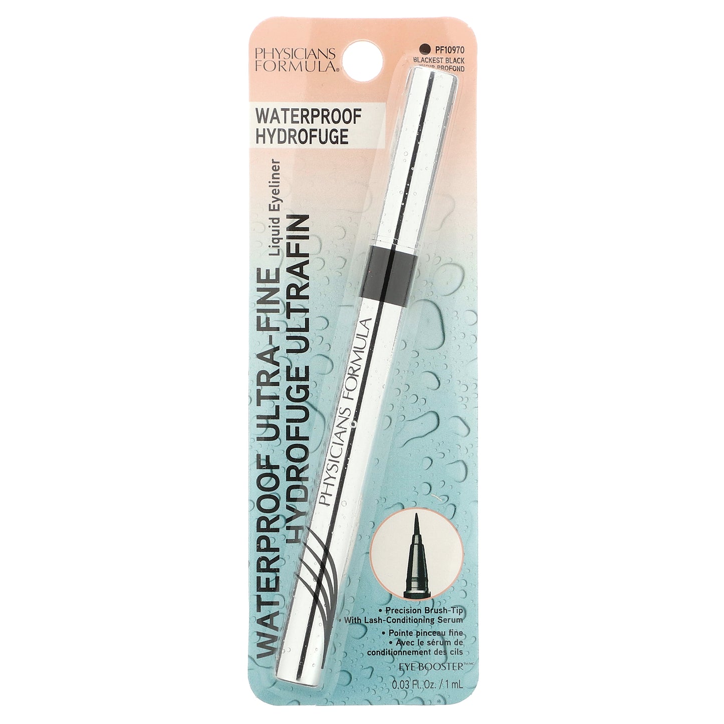 Physicians Formula, Eye Booster, Waterproof Ultra-Fine Liquid Eyeliner, PF10970 Blackest Black, 0.03 fl oz (1 ml)