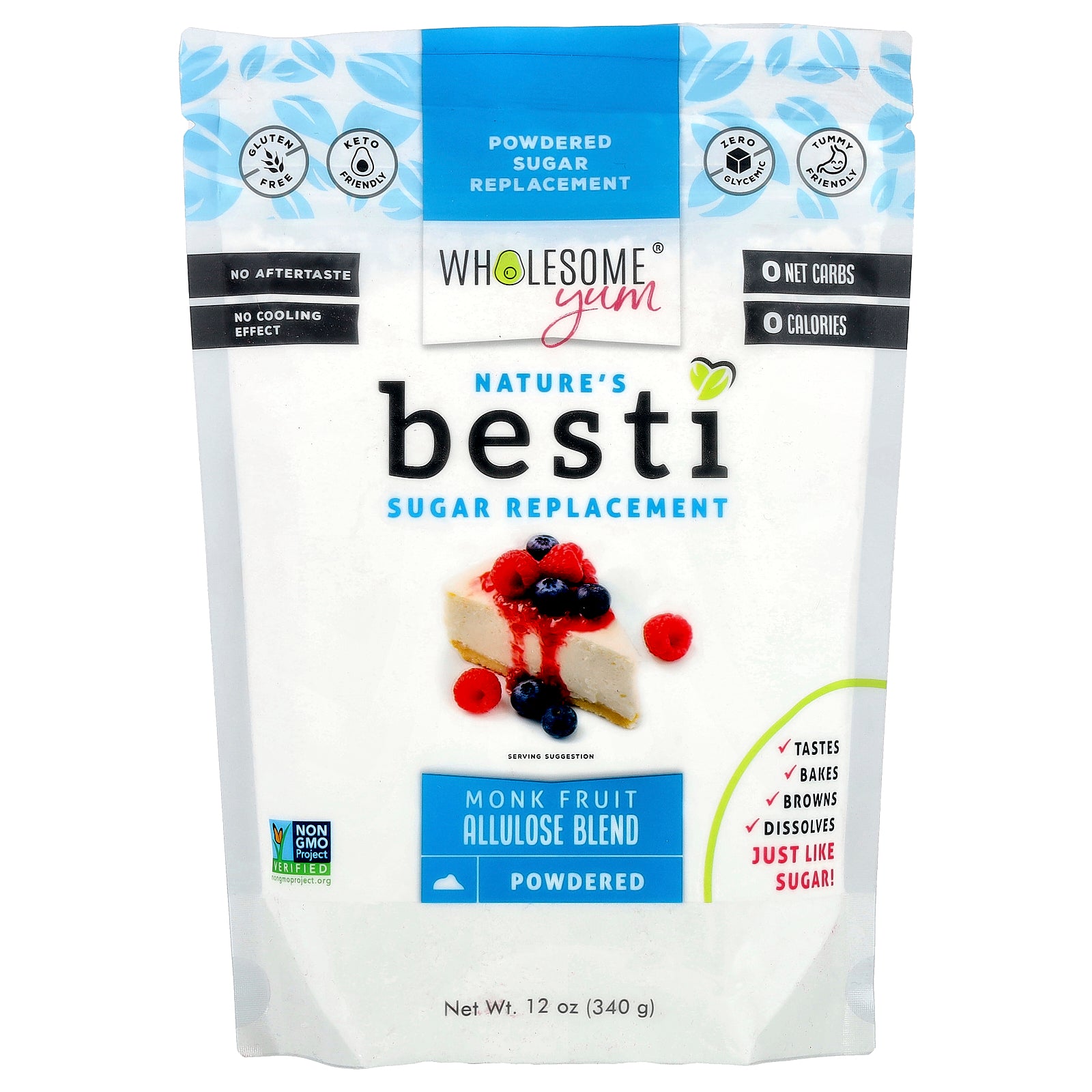Wholesome Yum, Besti, Powdered Sugar Replacement, Monk Fruit Allulose Blend, 12 oz (340 g)